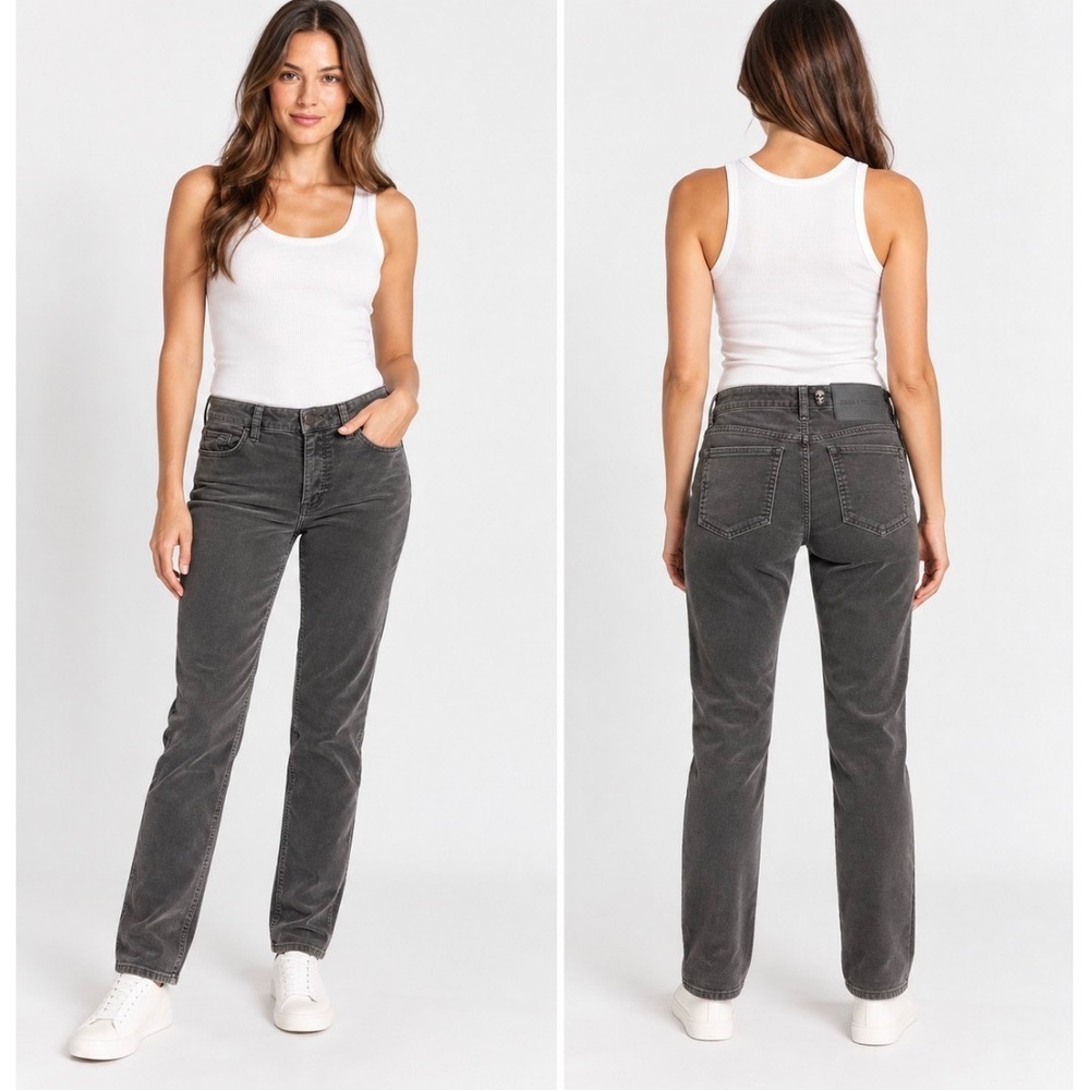 Zadig & Voltaire Pantin Corduroy Pants EU 38/US 6 Gray Stretch Straight Leg